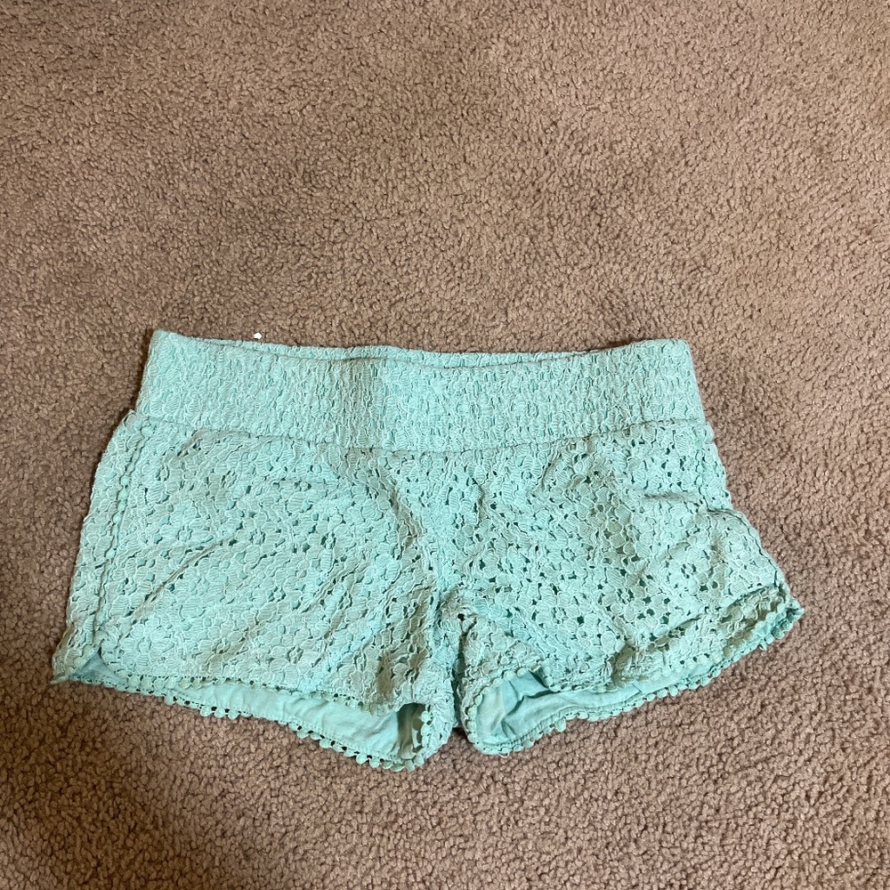 Mint green short shorts